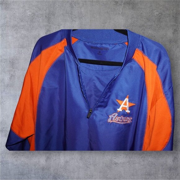 Boombah Houston Astros Pullover Jacket Adult – Blue Orange 1/4 Zip Warm-Up - Picture 7 of 15